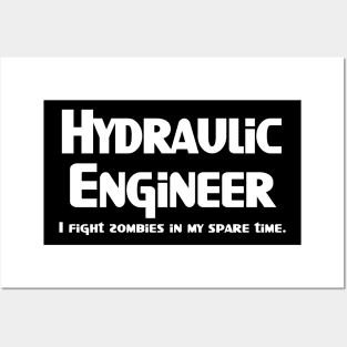 Hydraulic Zombie Fighter White Text Posters and Art